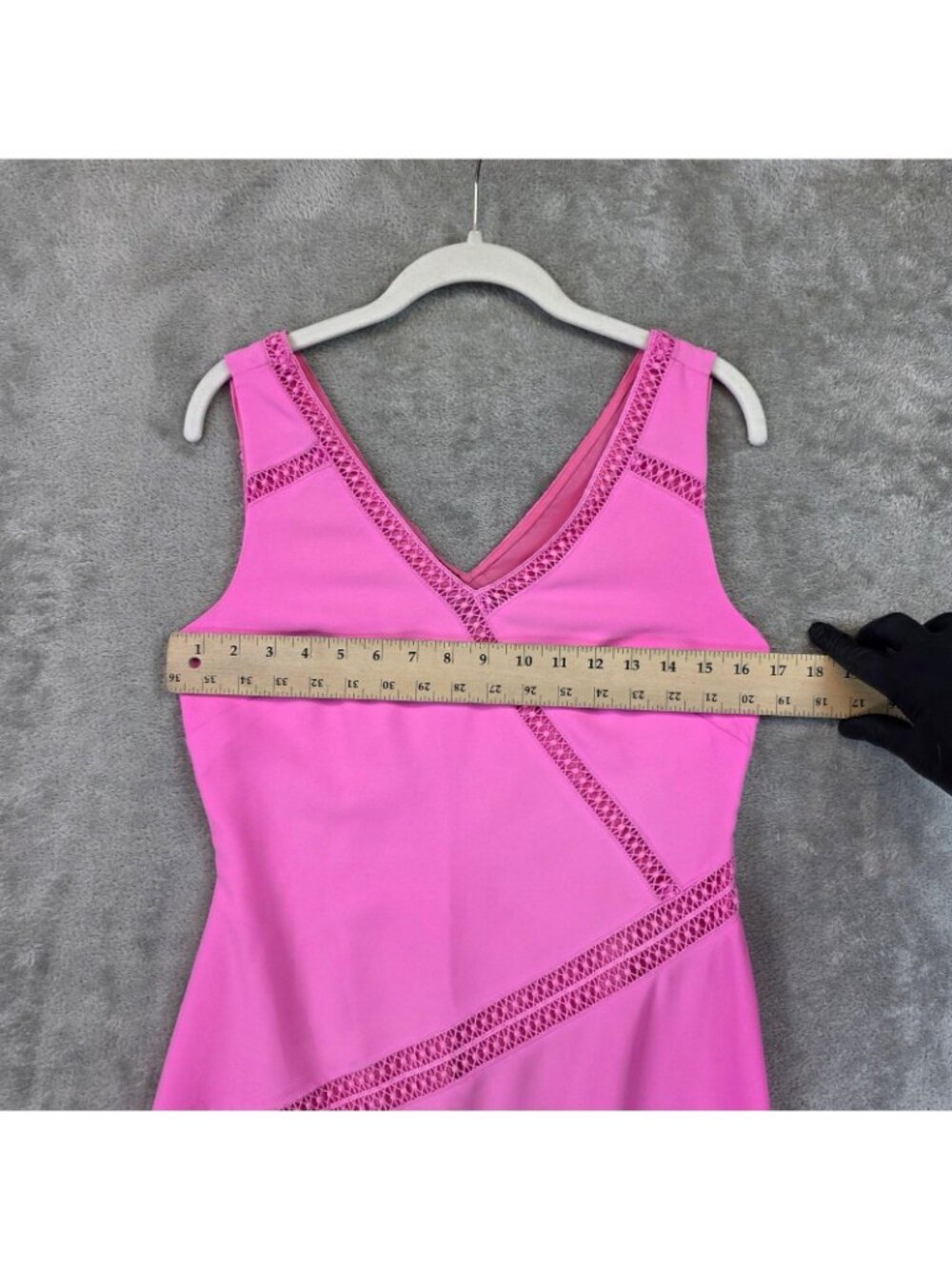 Banana Republic Dress Womens 2 Pink V Neck Sleeveless Sheath Crochet Mini Party - Picture 6 of 13
